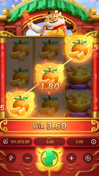 Fortune Tiger session checkpoint spin 1140: balance 101,972.80 at $3.00 bet - near peak balance